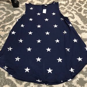 Navy blue and silver stars tank.